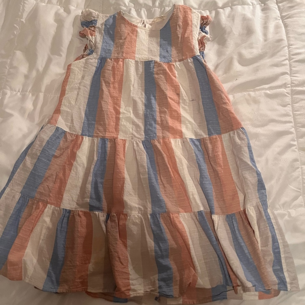 Peach Love California womens Dress in Blue, Pink, and White